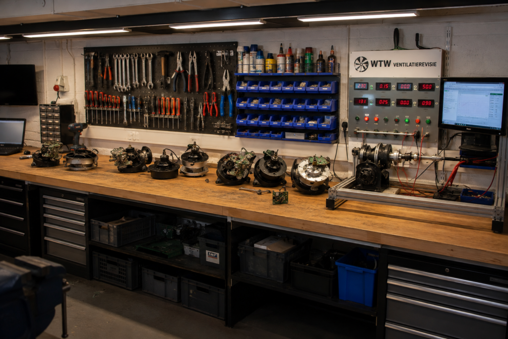 Werkplaats voor revisie van WTW-ventilatiemotoren