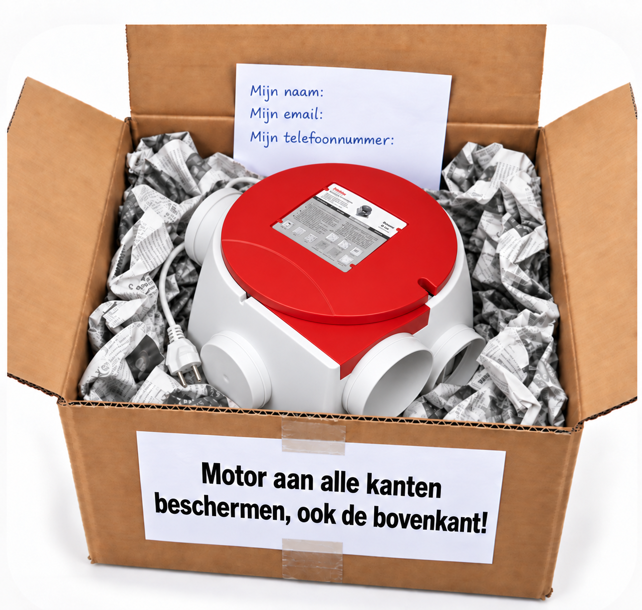 Zehnder ComfoFan SP ventilatiebox volledig beschermd in doos
